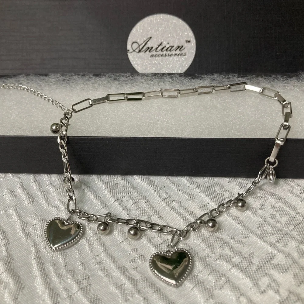 Antian accessories™ Silver-Tone Heart Charm Bracelet